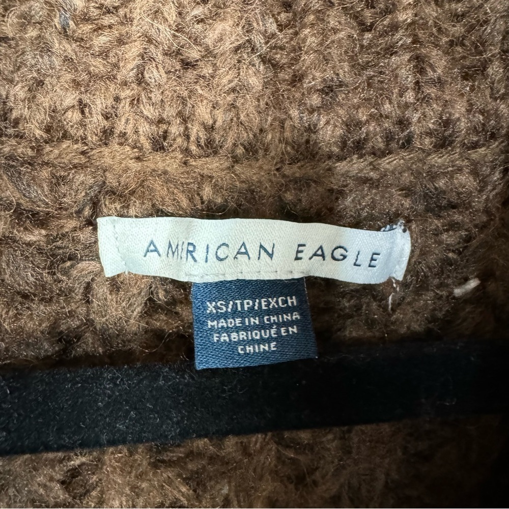American Eagle Brown Chunky Buttoned Sweater Boho… - image 4